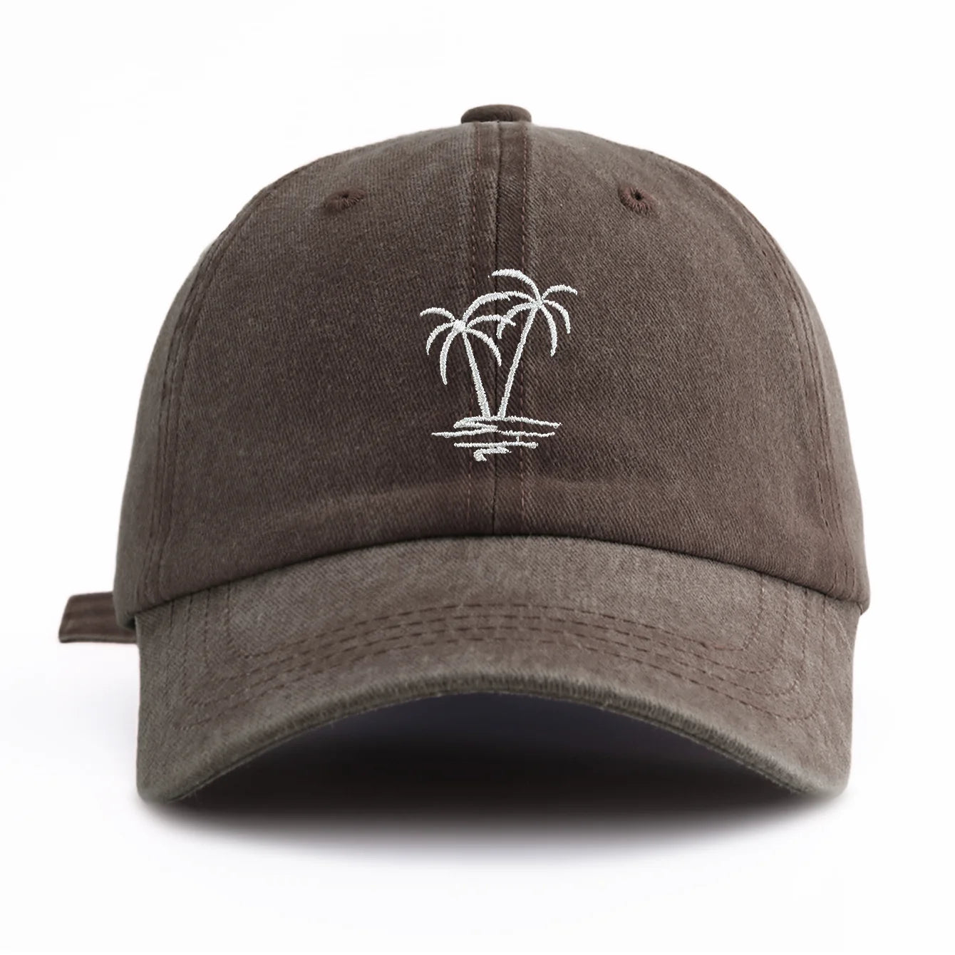 1pc Coconuttree Embroidery Washed Baseball Cap For Adults,Minimalist Retro Style Casual Soft Adjustable Dad Hat, Perfect As Gift