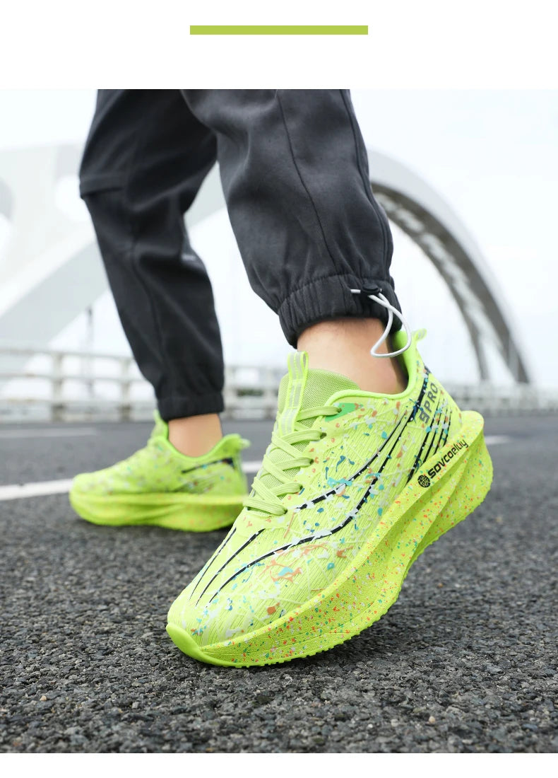 Zapatillas de running con placa de carbono 2026, amortiguación para maratón, deportivas para hombre y mujer, transpirables, ligeras, cómodas, atléticas y antideslizantes