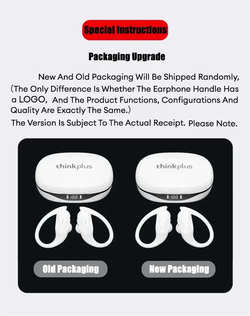 Original Lenovo LP75 TWS Bluetooth V5.3 Headphones Wireless LED Digital Display Earphones Noise Reduction Waterproof Headset New