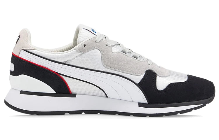 Chaussures de sport basses Puma Space Lab, modèle rétro en mesh et daim, pour un style de vie décontracté, couleur gris, noir et rouge, 383158-01.