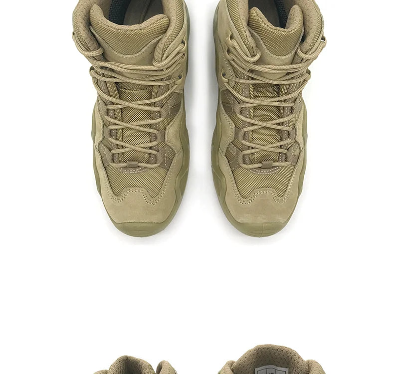Lynjacye Mid Cut Green Combat Boots Men Women Size 39-46 Outdoor CS Training Hiking Shoes Desert Ankle Climbing Bota Masculina
