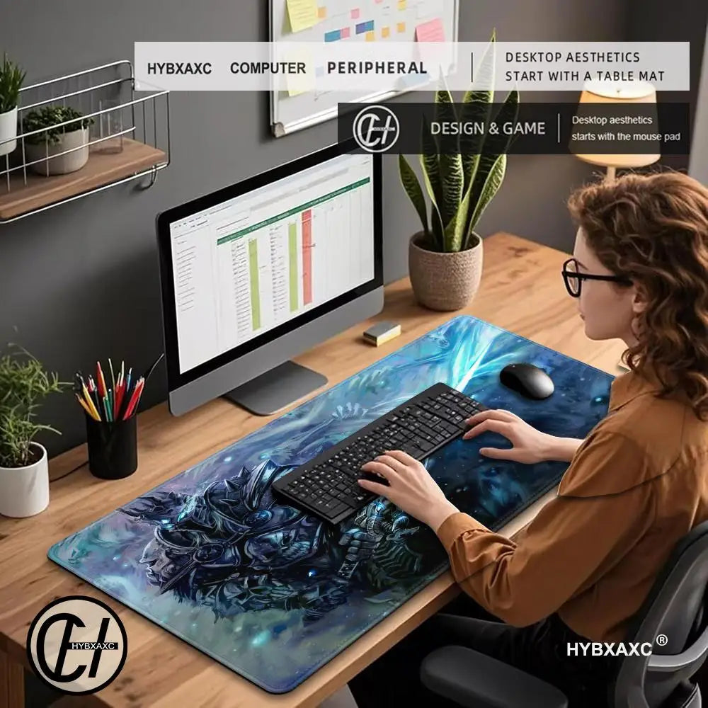 XXL Gaming Accessories Gamer Keyboard Desk Mat Non-Slip World of Warcraft Lich King Laptop Notebook Mousepad Mouse Mats HYBXAXC