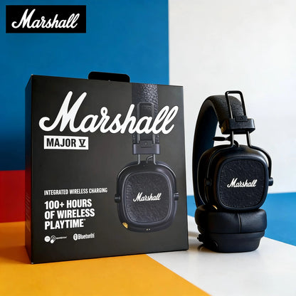 Marshall Major V 5 Wireless On-Ear Headphones - Bluetooth Deep Bass Stereo Sound Sports Gaming Headset with Mic