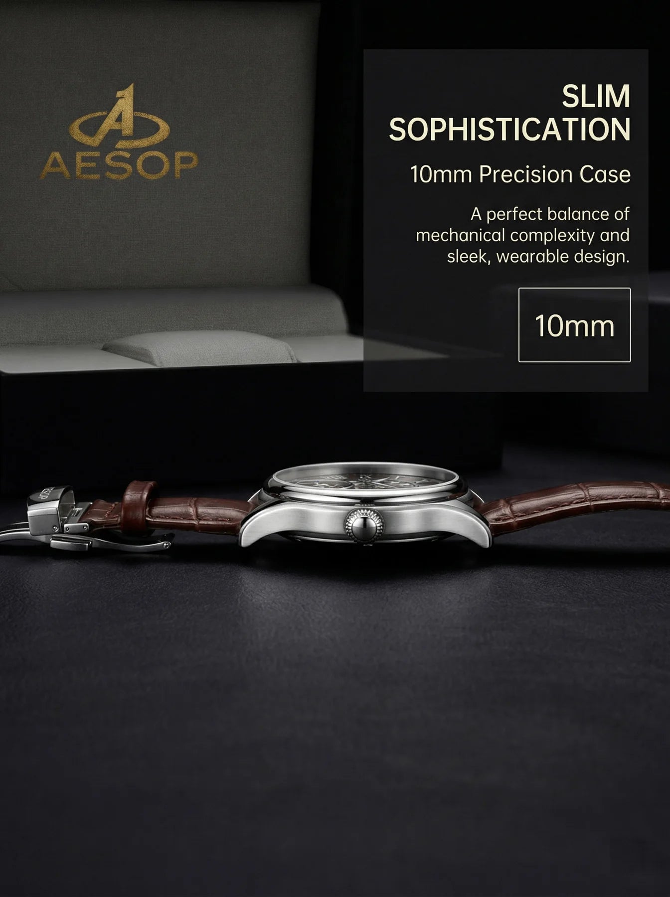 aesop Men's Watch Automatic Movement Mechanical Tourbillon Watch Skeleton Design Stainless Steel Case Waterproof Men's Watch 202