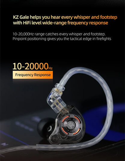 Pre-order KZ Gale In-Ear Super-Linear Driver Hifi IEM Earphone for Game with Detachable Silver-Plated Recessed 2-Pin Cable