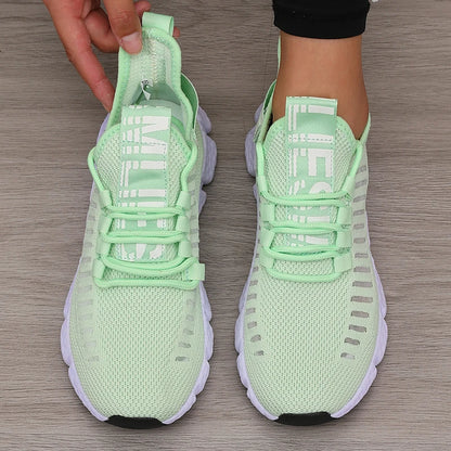 Women's Sports Shoes Mesh Lightweight Soft Sole Jogging Strap Breathable Fashion Sports Walking Casual Tennis Flat Shoes for Men