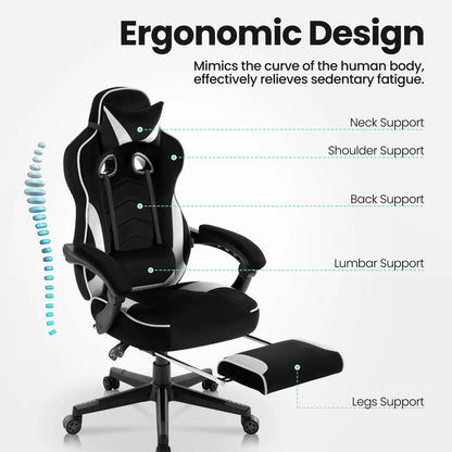 WOLTU Racing Gaming Chair Swivel Desk Office Computer Chair Sports Seat with Headrest Lumbar Cushion Footrest Gamer Chair