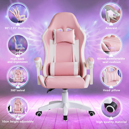 Ergonomic Racing Gaming Chair with Headrest, Lumbar Support, Height Adjustable Chair