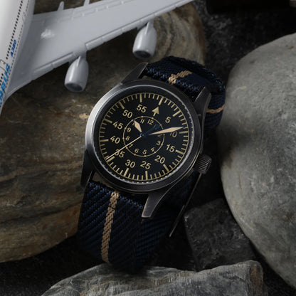 【Escapement Time】VH31 Quartz Movement Pilot Watch with Type-A or Type-B do the old black 38mm Case Waterproof 100M Sapphire