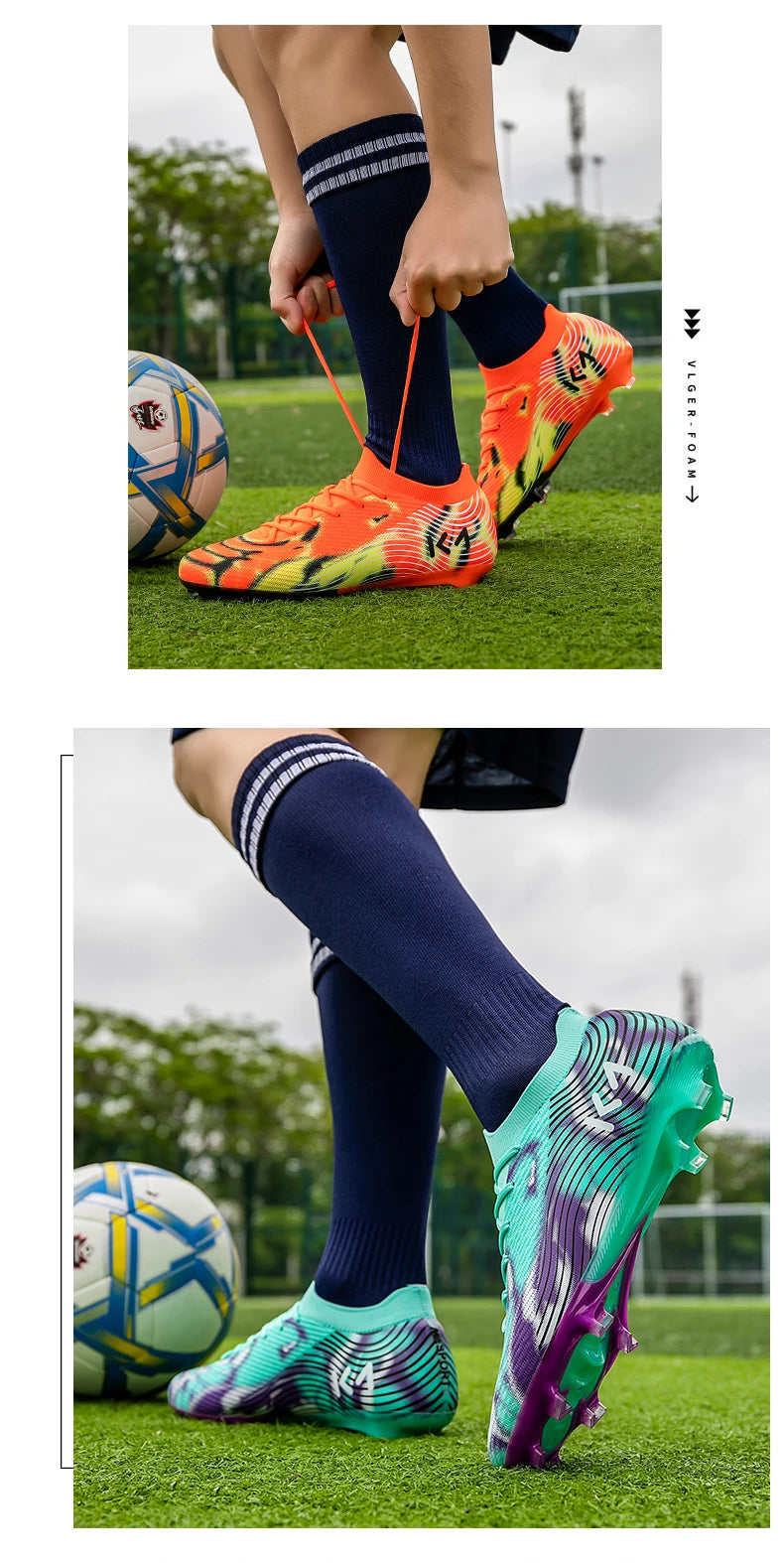 New Men Soccer Shoes Hot-selling Sneakers Grass Cleats High-quality Football Boots Non-Slip Boys Match Outdoor High-top Light