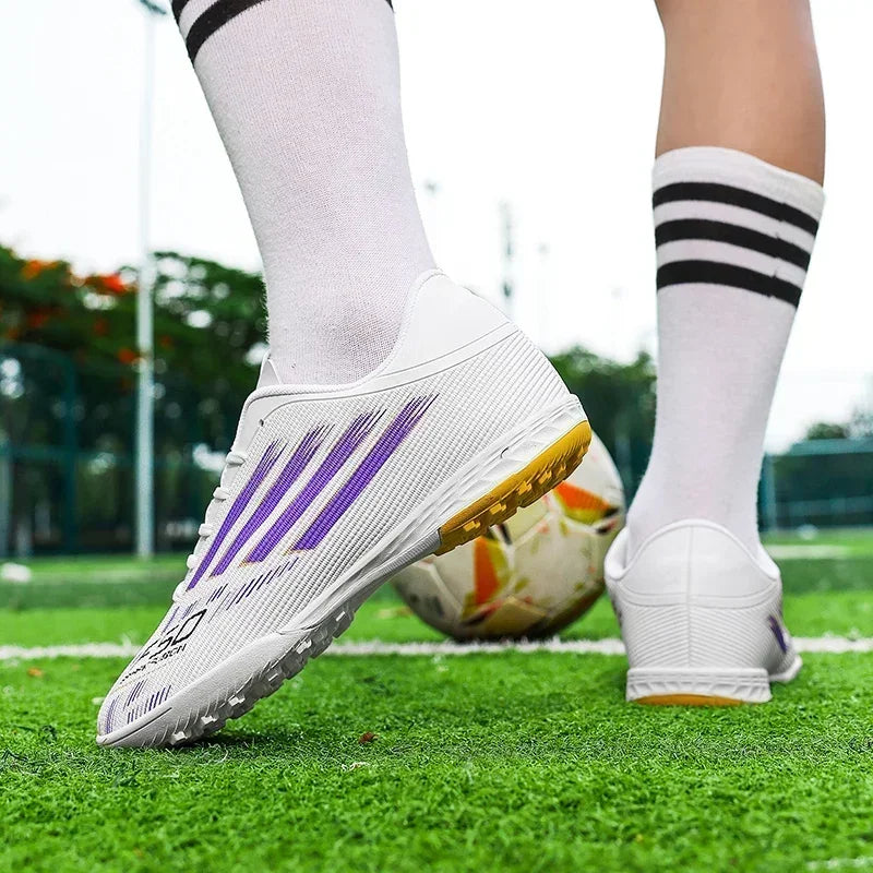 Nouvelles chaussures de football pour hommes, baskets confortables, chaussures de football professionnelles à cheville haute, chaussures de sport unisexes antidérapantes TF/FG pour garçons