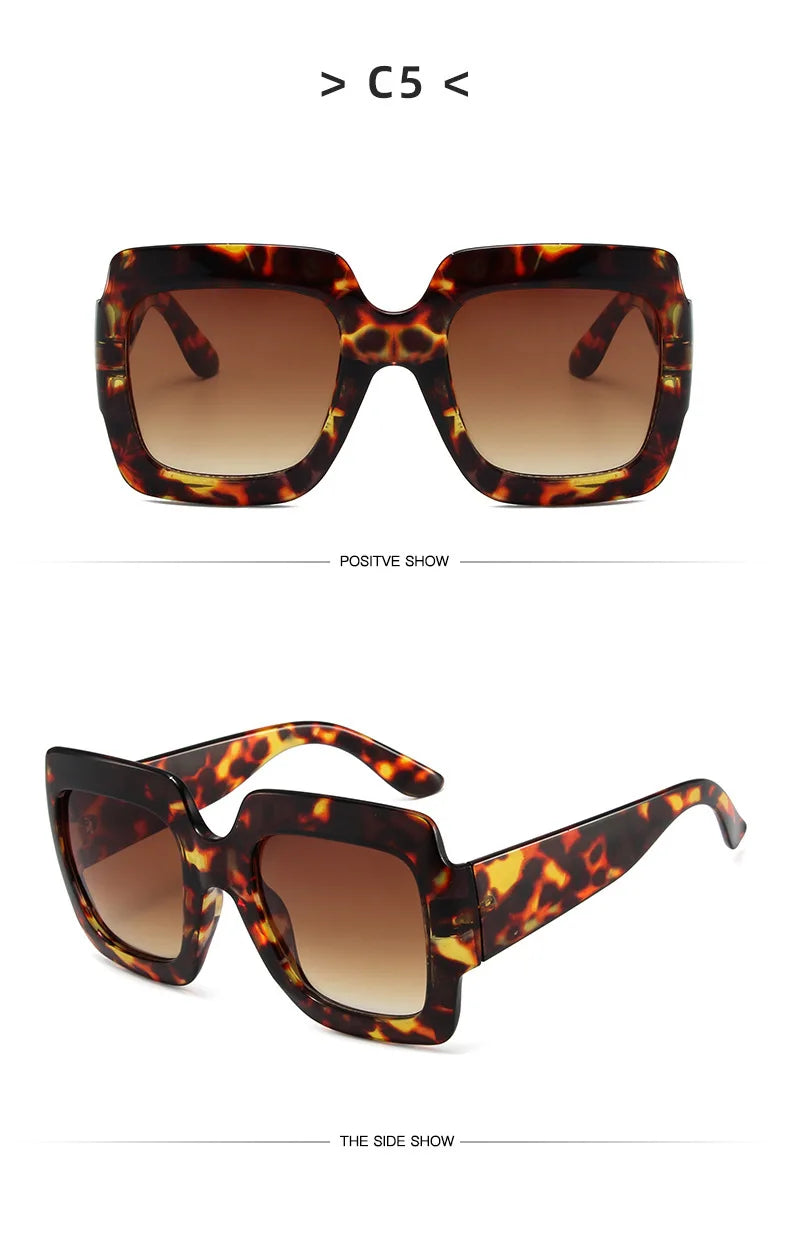 Fashion Women Oversize Sunglasses Gradient Retro Luxury Brand Designer Square Sun Glasses Female Trending Shades UV400 Eyeglas