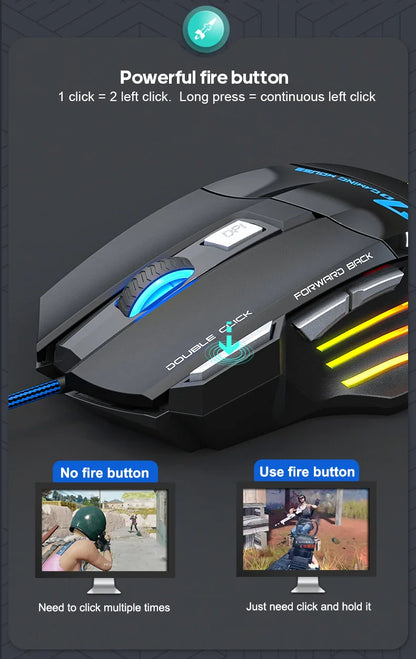 Ergonomic Wired Gaming Mouse 7 Buttons LED 3200 DPI USB Computer Gamer Mouse iMICE X7 Gaming Mouse and mouse pads For PC Laptop