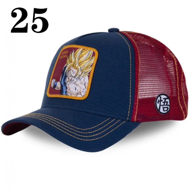 Dragon Ball DRAGONBALL sieťovaná čiapka, kreslená sieťovaná čiapka, pánska a dámska bejzbalová čiapka, módna čiapka s nášivkou, trucker čiapka