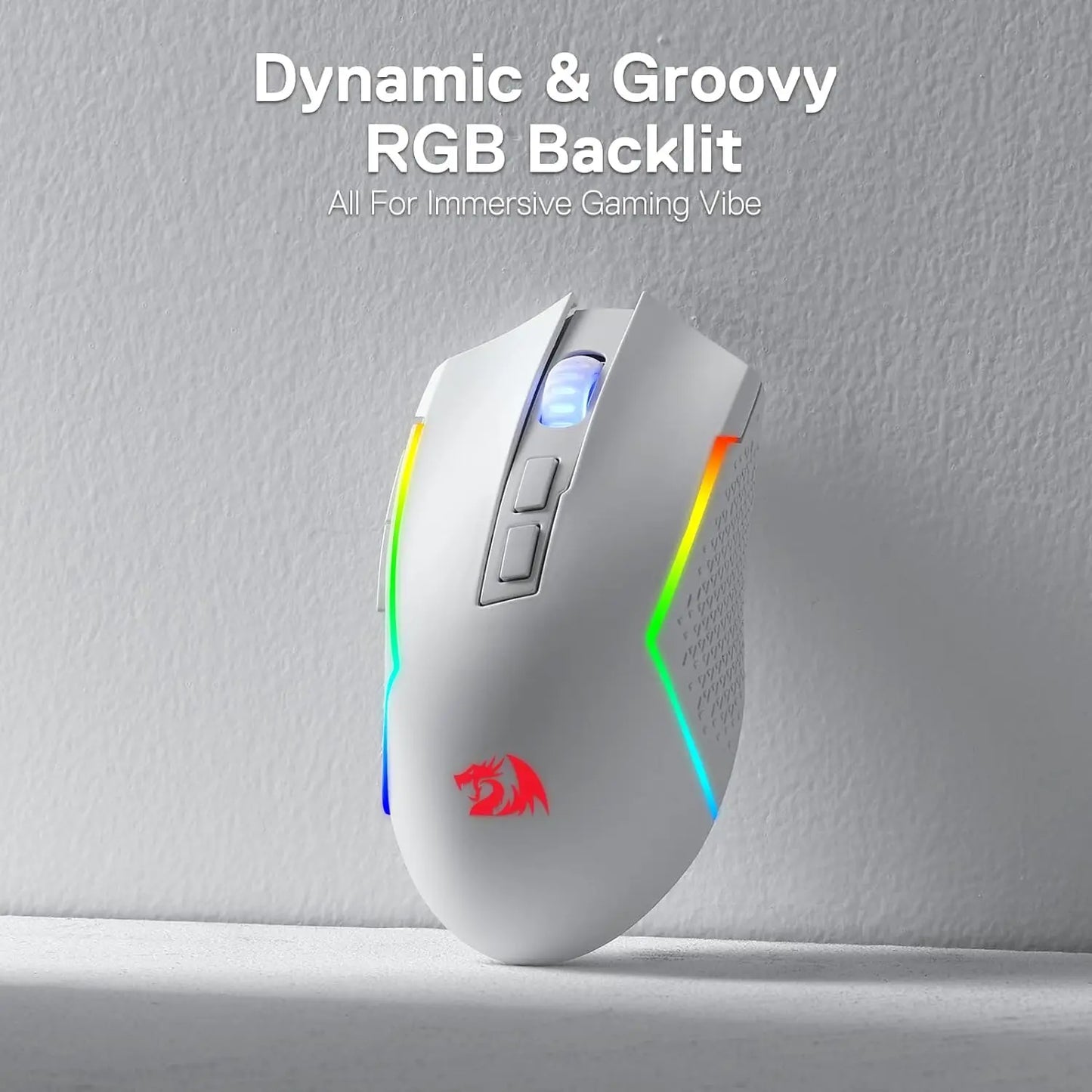 Redragon M693 langaton/langallinen BT & 2.4G Bluetooth -pelihiiri, 8000 DPI, 3 yhteystilaa, RGB-taustavalo PC:lle/Macille/kannettavalle