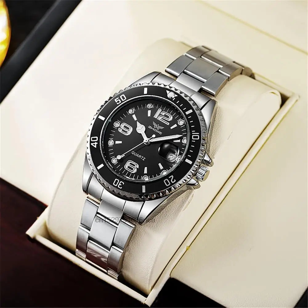 Relojes de lujo para hombre de acero inoxidable – Reloj de cuarzo con indicador de fecha, estilo profesional y deportivo, a la última