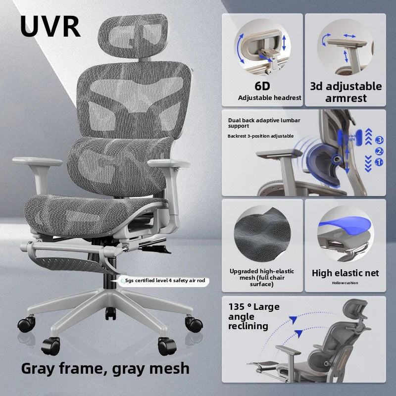 UVR Gaming Computer Chair Sedentary Comfort Breathable Mesh Staff Chair Ergonomic Design Armrests Backrest Stool Office Chair