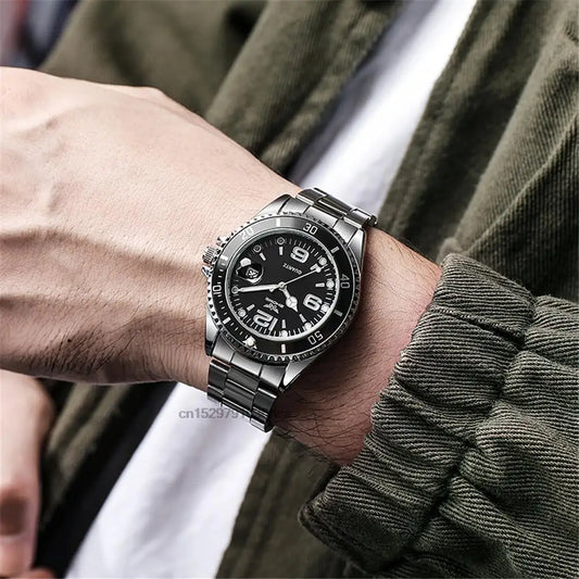 Relojes de lujo para hombre de acero inoxidable – Reloj de cuarzo con indicador de fecha, estilo profesional y deportivo, a la última