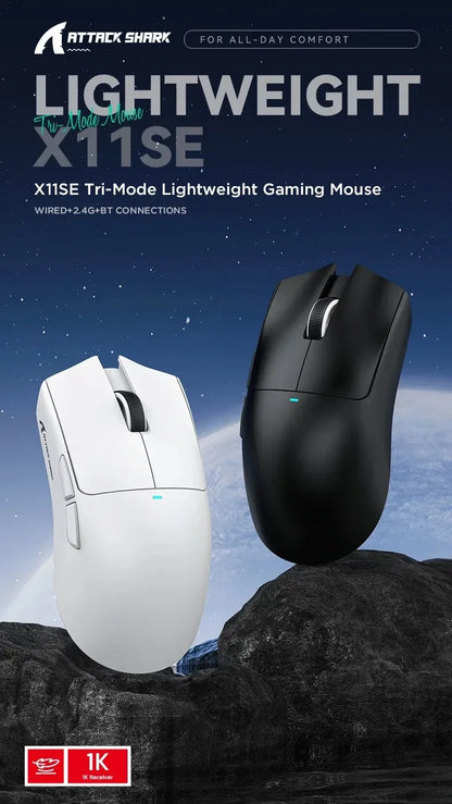 ATTACK SHARK X11SE Ultra-Light Wireless Gaming Mouse,20Million cycles life,PAW3311 Gaming,22KDPI,400IPS,40G,1KHz,65 Hours,30mAH