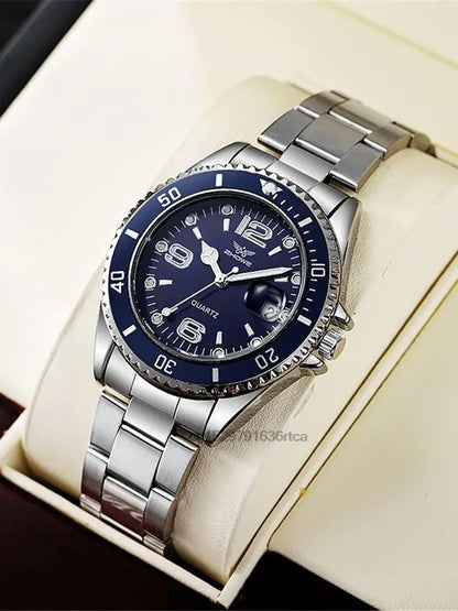 Relojes de lujo para hombre de acero inoxidable – Reloj de cuarzo con indicador de fecha, estilo profesional y deportivo, a la última