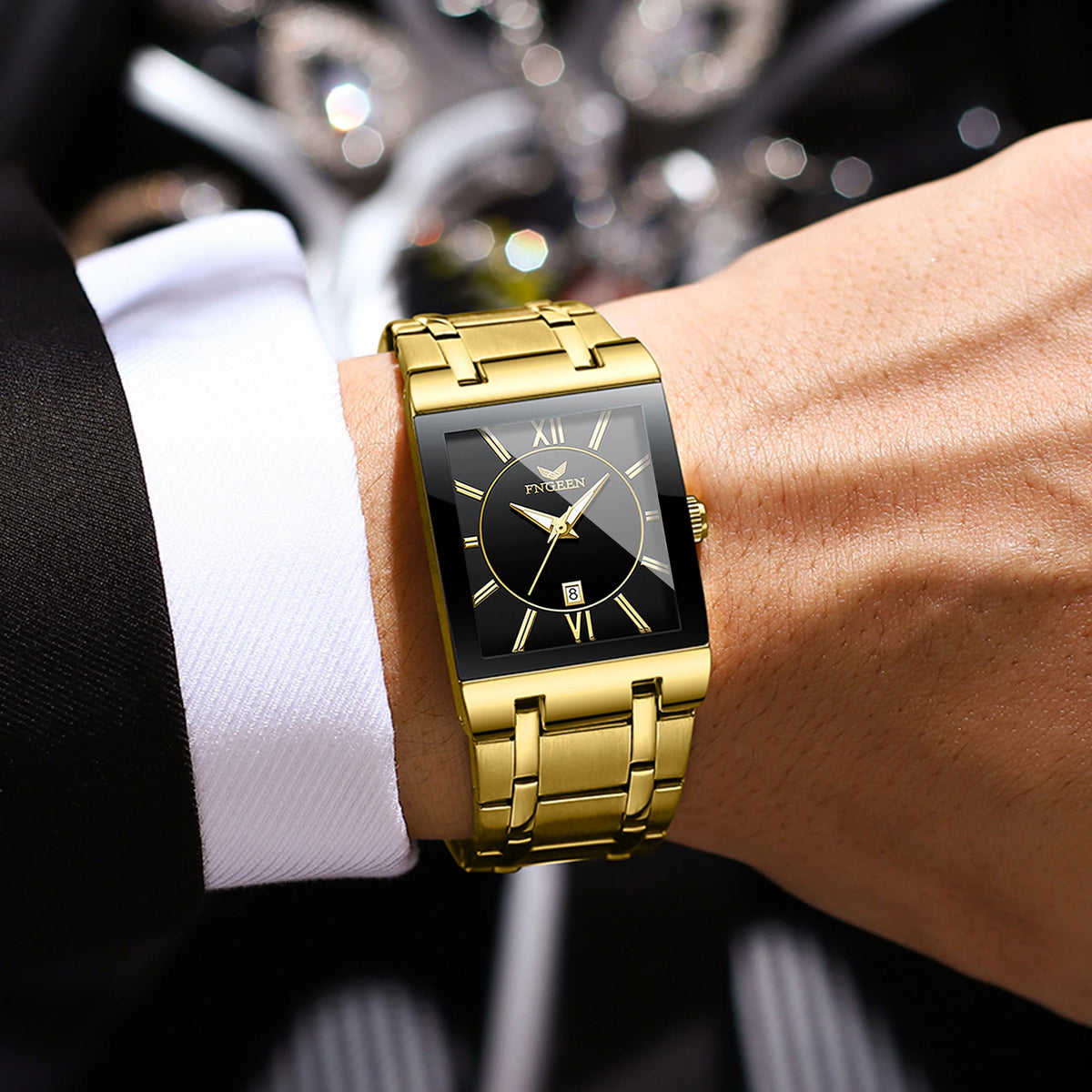 Montre-bracelet de luxe BINBOND à quartz précis pour homme, lumineuse, étanche, date automatique, en acier inoxydable durable, style décontracté.