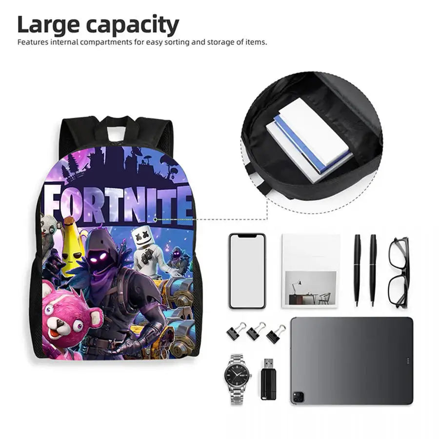 Fortnite Cartoon 15-inch Lightweight Backpack With Adjustable Shoulder Straps Kids Daily School Bag For Boys Girls Age 5-9