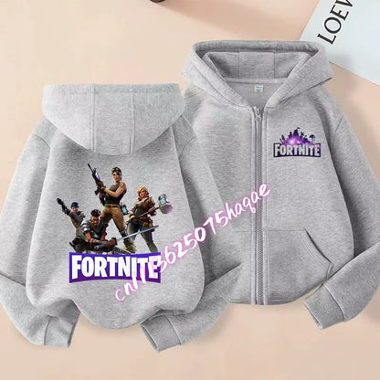 Giacca outdoor per bambini Cartoon FORTNITED per bambina e bambino, felpa cappotto, giacca a vento leggera di alta qualità, giacca autunnale con zip, abbigliamento top