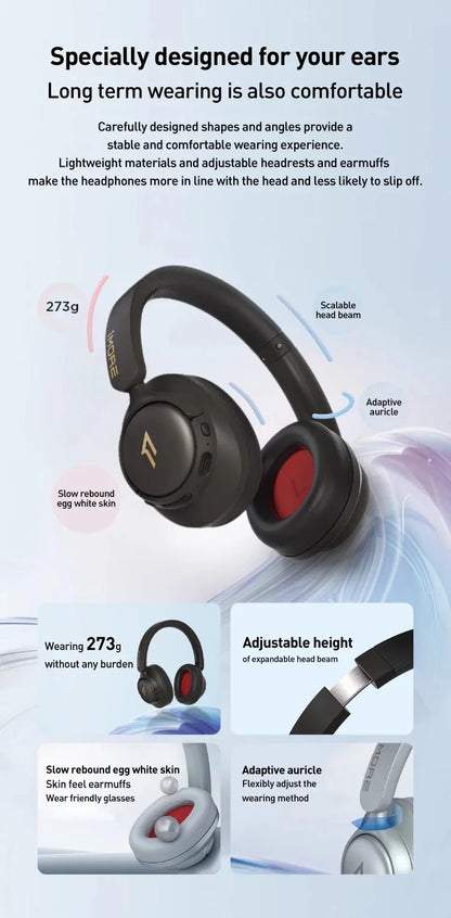 1MORE SonoFlow S Active Noise Canceling Wireless Headphones 42dB ANC Bluetooth Headsets Hi-Res Audio 90H Playtime