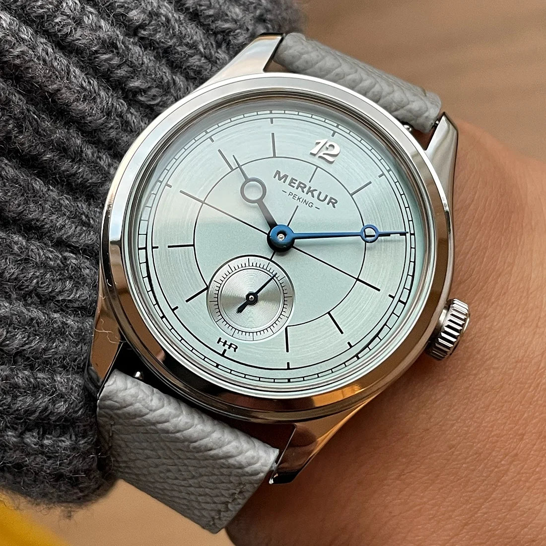 The New MERKUR Cross Line Sector Dial Green Retro Casual Watch for Men Business Series Manual Chorded Watch Relogio Metal