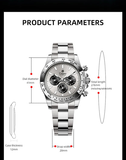 Watch For Men Luxury Stainless Steel Clock Fashion Casual Multi-functional Design Automatic Mechanical Wristwatch
