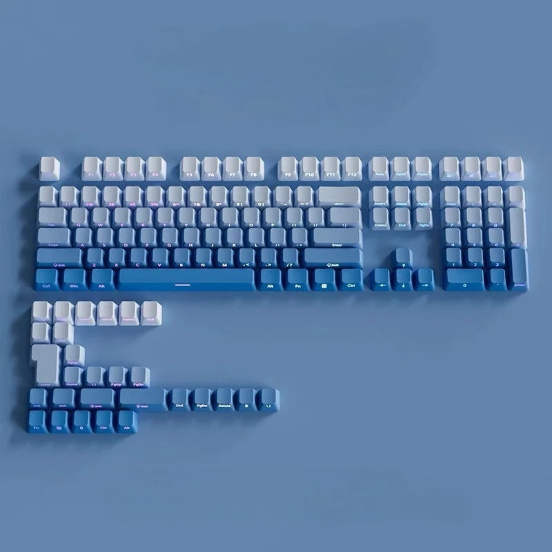 New 133 Key Gradient Gray PBT Double Shot Keycap Side Print Shine Through Backlit Keycaps For Cherry Gamer Mechanical Keyboard