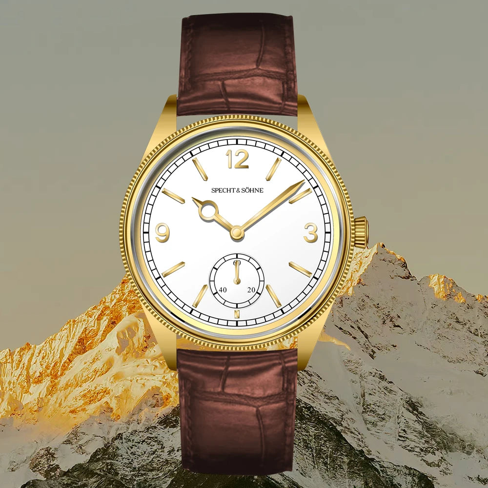 New Specht & Söhne 1908 Classic Men's Watches Mechanical Watch Genuine Leather Stainless Steel Business Wristwatch Waterproof