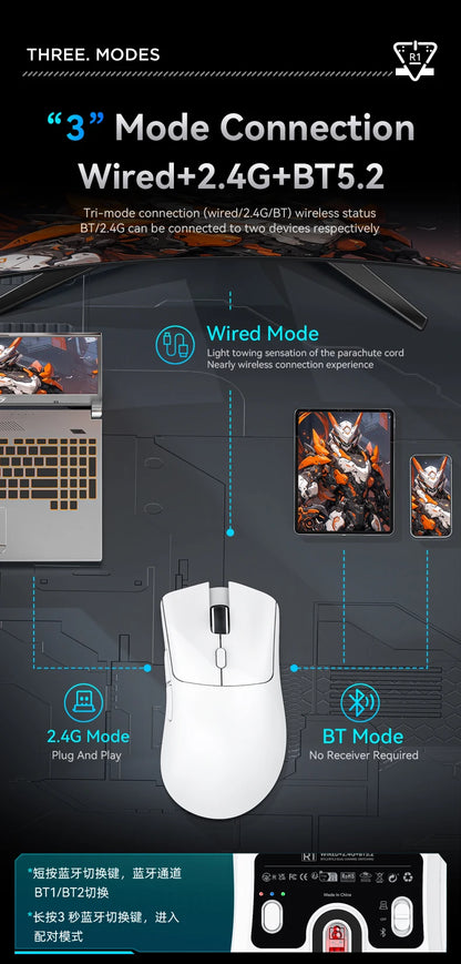 ATTACK SHARK R1 Bluetooth Mouse-Viral Mouse Reviewed by Influencers, Brand-direct authentic,PAW3311 sensor with 1K Hz for Gaming