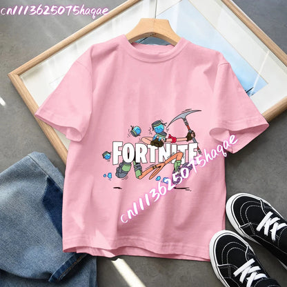 Série Fortnite – letní dětské tričko s krátkým rukávem pro chlapce a dívky, kreslený potisk, herní top, vtipný dárek k narozeninám