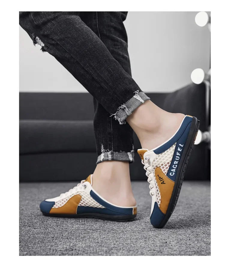 Ανδρικά casual αθλητικά παπούτσια slip-on με κορδόνια, αναπνεύσιμο mesh, unisex, για άνοιξη και φθινόπωρο, χαμηλά, επίπεδα, γρήγορη και εύκολη εφαρμογή