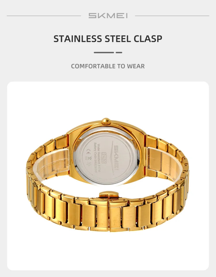 SKMEI 2420 Casual Female Wristwatch Dress For Women Ladies Business Steel Clock Fashion Quartz Date Time Women Luxury Watches