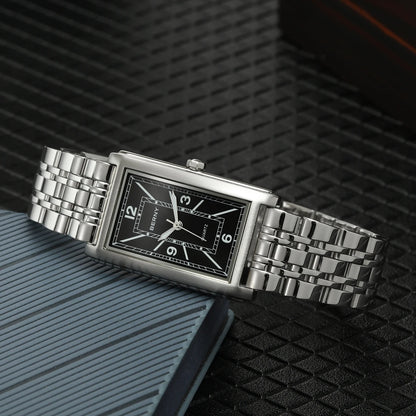 Reloj cuadrado para hombre BERNY – Movimiento de cuarzo, esfera con números romanos, indicación luminiscente, caja de acero inoxidable 316L – Reloj rectangular elegante y desenfadado