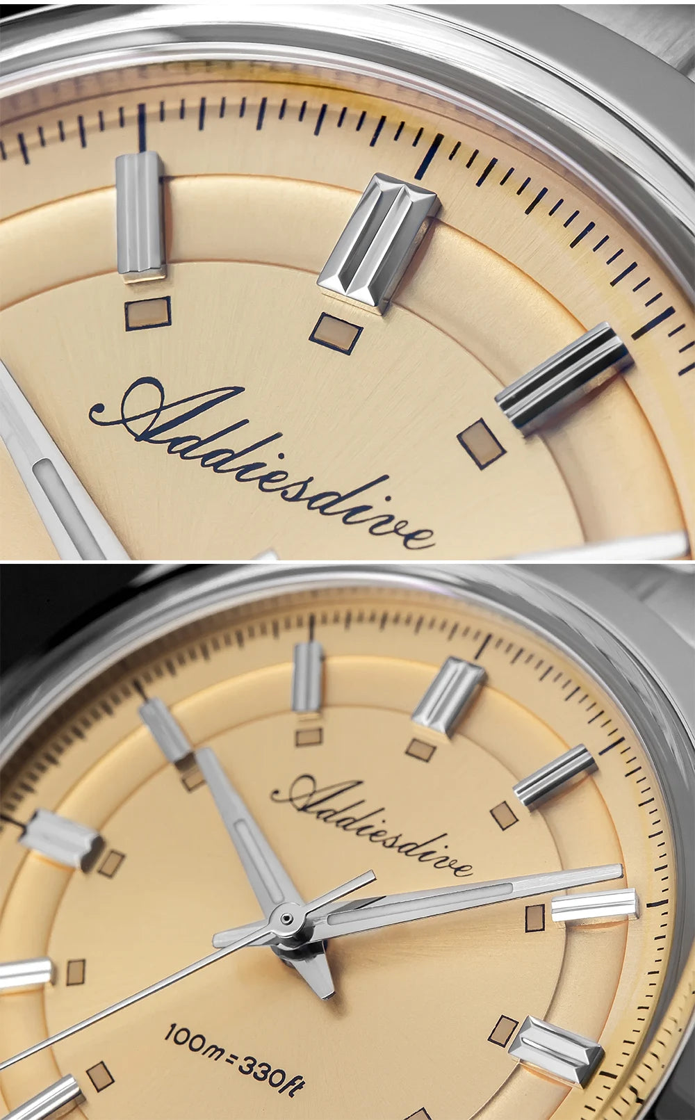 ADDIESDIVE – Reloj analógico de lujo para hombre, movimiento de cuarzo VH31, cristal abombado, resistencia al agua de 10 bares, revestimiento luminiscente BGW9, caja de acero – Modelo personalizable AD2515