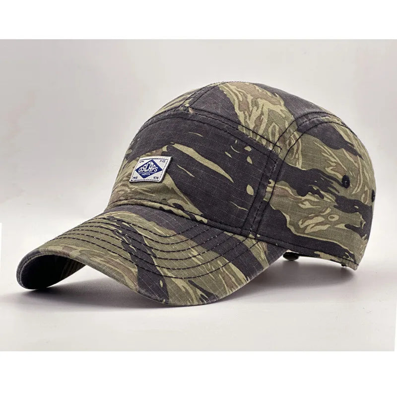 Workwear Style Camo Short Brim Baseball Cap for Men Women, Trendy Unisex Outdoor Sun Protection Peak Hat