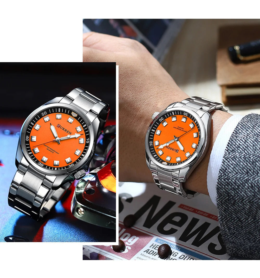 CURREN Fashion Men Watch Top Brand Luxury Waterproof Sport Mens Watches Stainless steel Automatic Date Military Wristwatch