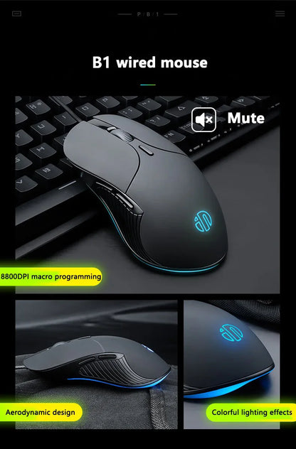 INPHIC B1 USB Wired Mouse Silent Office Gaming Mouse for PC and Laptops