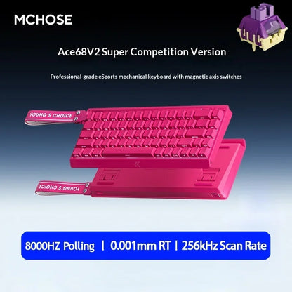 MCHOSE ACE68 V2 Gaming Keyboard Hall Effect 0.001MM RT 8kHz Polling Rate Hot Swappable Support 16K/128K/256K Scan Rate RGB DKS