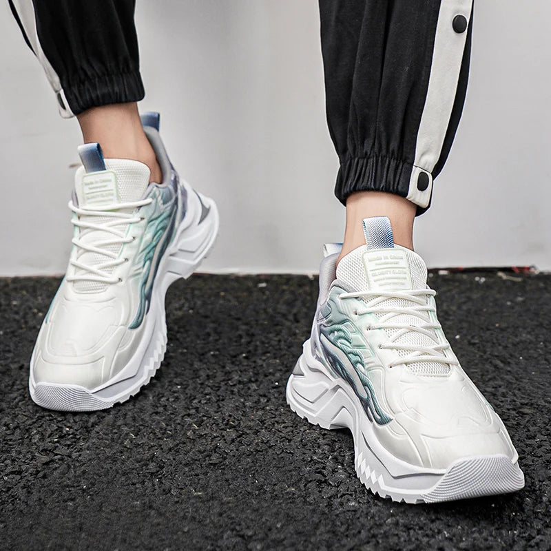 Men Sports Shoes Fashion Lace Up Versatile Non Slip Thick Soled Teenagers Daily Wear Comfortable Casual Running Shoes for Men