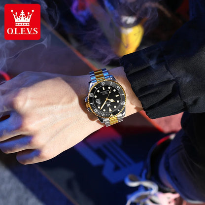 Reloj mecánico automático de lujo para hombre OLEVS 6650 – Resistente al agua, luminiscente, correa de acero – Reloj de pulsera para hombre, estilo profesional, marca de prestigio