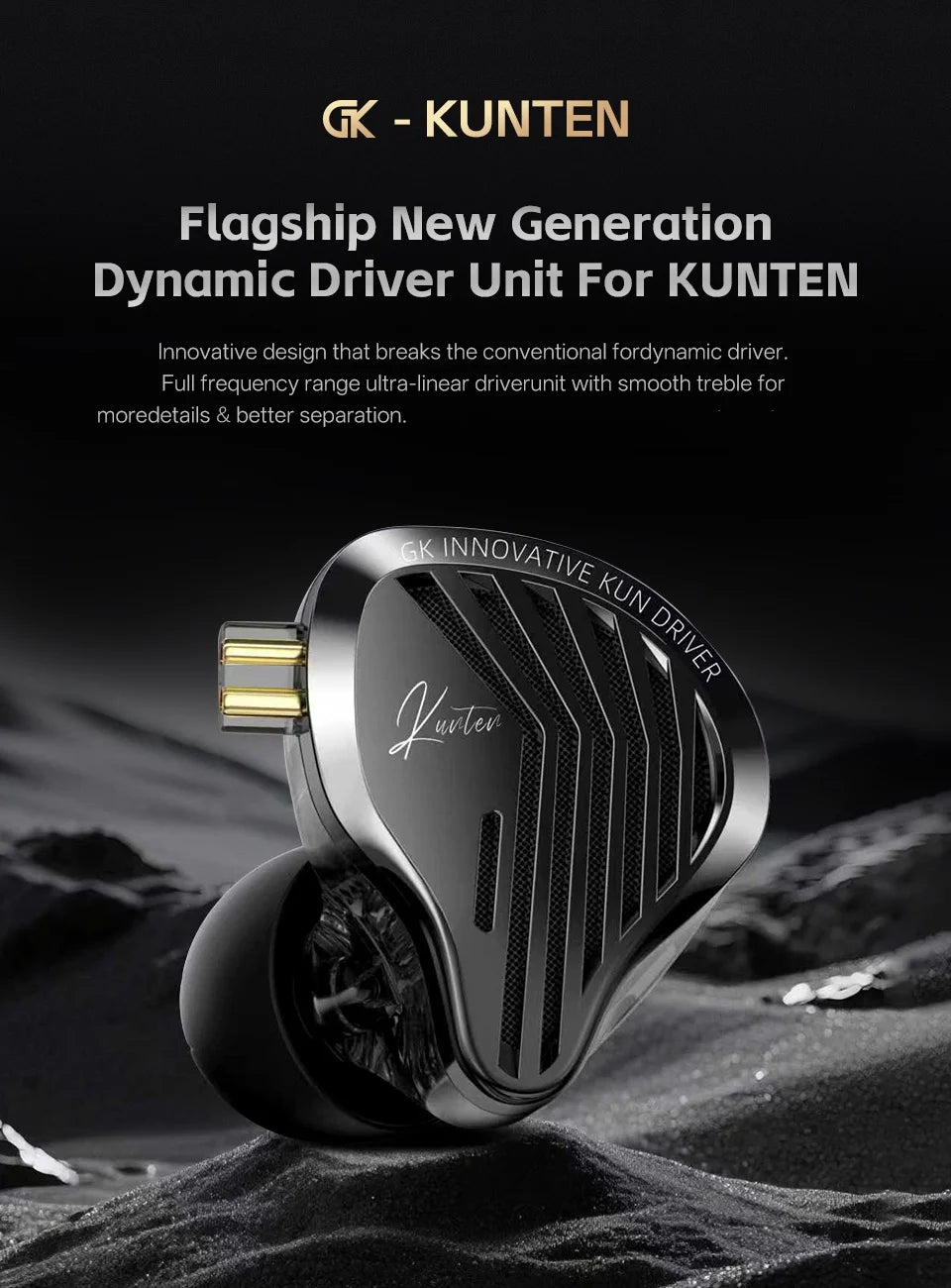 GK KUNTEN Earphones New Generation Dynamic Driver Unite Headests Hifi Music Earbuds DJ Headphones