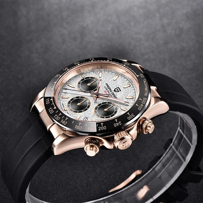 PAGANI DESIGN V2 40MM Reloj de cuarzo para hombre con esfera de meteorito, cristal de zafiro, cronógrafo retro y resistente al agua