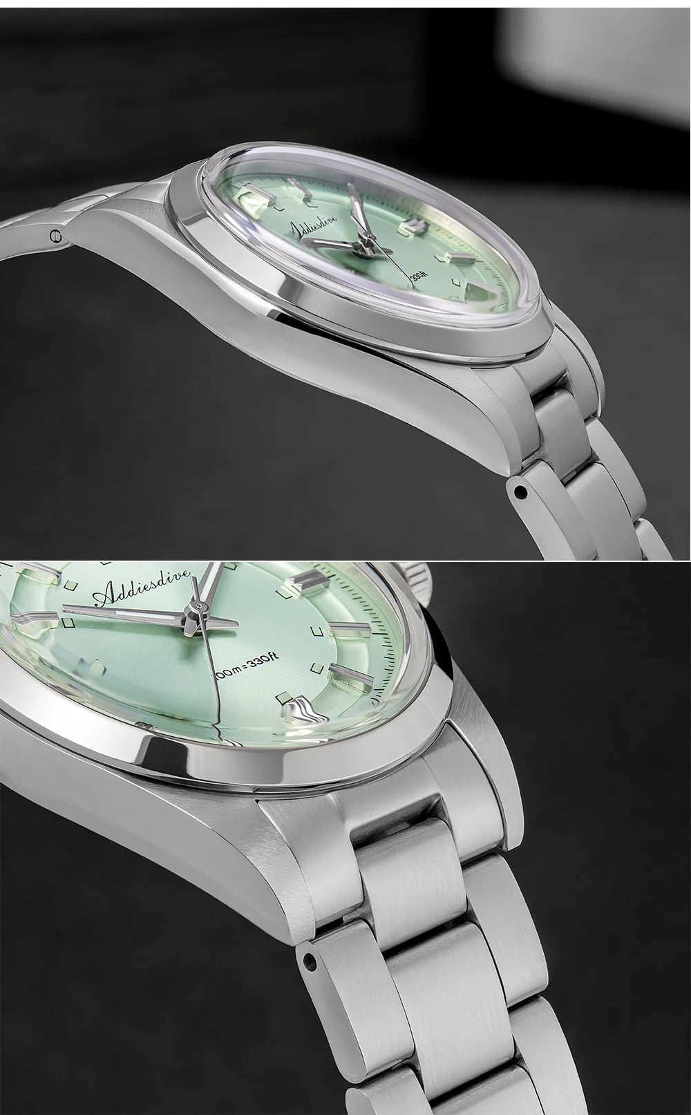 ADDIESDIVE – Reloj analógico de lujo para hombre, movimiento de cuarzo VH31, cristal abombado, resistencia al agua de 10 bares, revestimiento luminiscente BGW9, caja de acero – Modelo personalizable AD2515