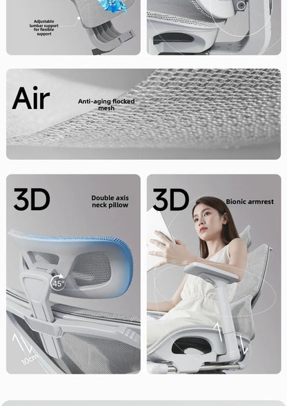 Adjustable Ergonomic Mesh Office Chair, Breathable High Back Computer Desk Chair with 6D Lumbar Support & Retractable Footrest