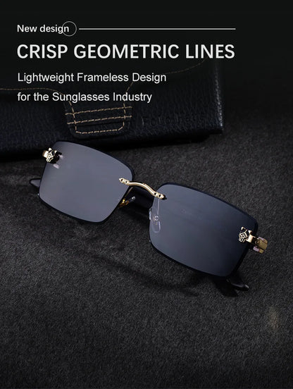 2026 Wooden Rimless Sunglasses Women Trendy Retro UV400 Protection Square Sunglass Men Brand Design Fashion Glasses Dropshipping