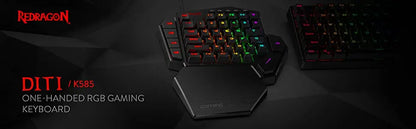 Redragon K585 DITI One-Handed RGB Mechanical Gaming Keyboard, Wrist Rest 42 Keys Type-C Professional Gaming Keypad Hot-Swappable